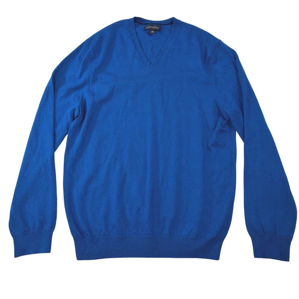Banana Republic Extra Fine Merino‎ Wool V-Neck Sweater Royal Blue Mens XL 604891